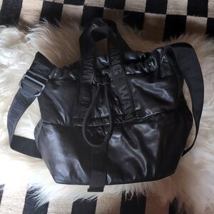ALEXANDER WANG x H&M Black Leather Drawstring Bucket Bag Satchel Purse Like New